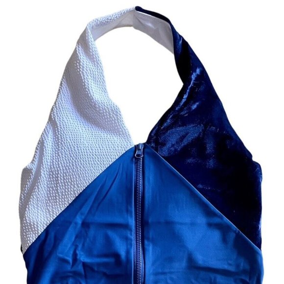 Paper London Inagua Halter Neck Zipper One Piece Striped Swimsuit Size L - Picture 4 of 8